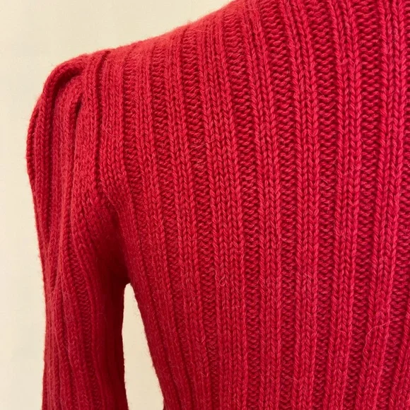 Gucci Chunky Alpaca Wool Blend Red Cardigan Cable Knit Sweater Made in Italy - Picture 10 of 16